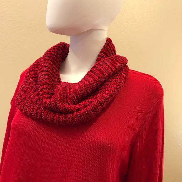 Apt 9 Red Tango Tunic Sweater With Infinity Scarf NEW Womens Plus Size 0X 14W - Picture 10 of 13